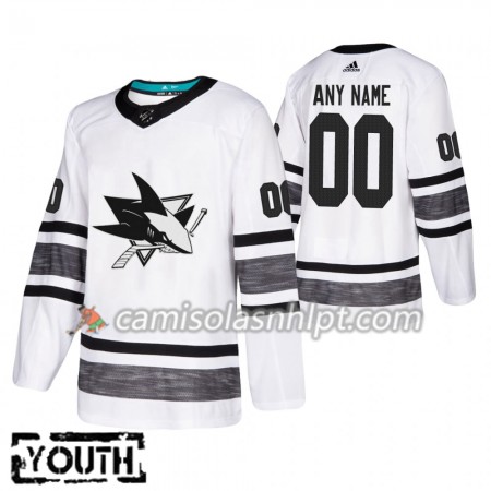 Camisola San Jose Sharks Personalizado 2019 All-Star Adidas Branco Authentic - Criança